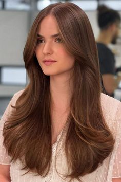 subtle butterfly haircut on long hair Haircut For Long Face Girl, Haircut Ideas For Girls Layers, Face Framing Subtle Layers, Very Long Hair With Face Framing Layers, Long Bangs And Face Framing Layers, Straightened Butterfly Haircut, Front Layers On Long Hair, Haircut Ideas No Layers, Medium Layered Haircuts Face Framing