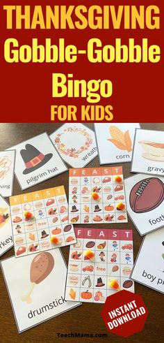 thanksgiving gobble - goble bingo game for kids