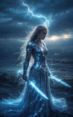 Diety Character Art, Royalty Fantasy Art, Seer Art, Warrior Women Art, Winged Elf, Magic Fantasy Art, Water Warrior, Water Queen, Ice Witch