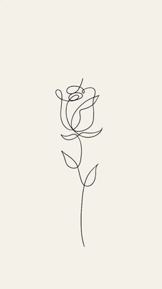 a drawing of a single rose on a white background with the word love written in black ink