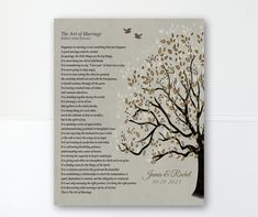 a wedding program with a tree on it