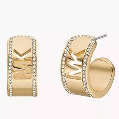 Michael Kors Pave Huggies Wide Hoop Earrings Gold-Tone Nwt Michael Kors Earrings, Crystal Heart Earrings, Rose Gold Earrings Studs, Rose Gold Studs, Michael Kors Jewelry, Gold Earrings Dangle, Heart Earrings Studs, Metal Earrings, Rose Gold Earrings