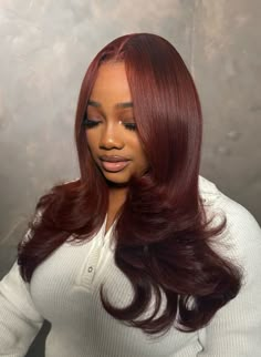 Red Brown Hair Black Women, Red Hair Black Women, Color For Black Hair, Hair Black Women, Red Brown Hair, Girl Hairstyle, Hair Color For Black Hair, Hair Black, Hair Weave