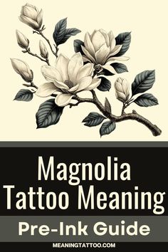 the cover of magnolia tattoo meaning book, with black and white flowers on it's branch