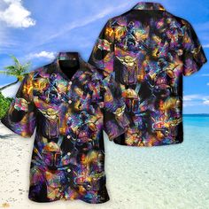 The best hawaiian shirts for men, hawaiian shirt for women and kids are available, designed just for you. Fabric: four-way stretch (95% polyester and 5% spandex) Regular fit Fabric Weight: 120 g/m². Care Instruction: Machine washes cold with similar colors, do not bleach, tumble dry low, do not iron, and do not dry clean. Reliable quality Refreshing and breathable, comfortable material, No DISCOLORATION after long washing. Hight Quality Fabric High quality fabric is soft and comfortable, and its Black Pop Culture Shirt For Summer, Pop Culture Summer Shirt With Character Print, Pop Culture Character Print Shirt For Summer, Hawaiian Fashion, Tropical Vacations, Casual Dating, Shirt Oversize, Star Wars The Mandalorian, Cool Hawaiian Shirts