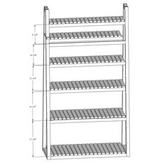 a drawing of a four tiered shelving unit