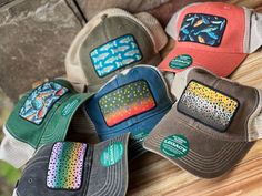 Our custom-made-to-order handcrafted patch hats are created with pride and integrity using only the finest materials. All of our hats are finished by hand. PATCH DETAILS:Patch color: multiPatches are bonded to all hats **not stitched on** Katie OFA Hats 65% Cotton/35% Polyester Dirty Washed Cotton Twill Crown and Mesh Unstructured, Six-panel, Low-profile Pre-curved Visor, Green Undervisor Contrasting Snapback Closure Due to the Washing Process Each Cap Is Unique Katie OFAFP Hats 65/35 cotton/pol Custom Multicolor Hat With Curved Brim, Custom Multicolor Cap, Custom Handmade Hats For Outdoors, Adjustable Outdoor Hat With Patches, Custom Adjustable 5-panel Hat, Adjustable Hat With Patches And Curved Bill, Adjustable 5-panel Hat With Patches, Handmade Multicolor Snapback Hat, Hat Inspiration