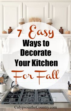 7 Simple Kitchen Fall Decor Ideas (to Try This Season) - Calypso in the Country Fall Decor Cabinets, Fall Mantel Decorating Ideas Modern, Small Kitchen Table Fall Decor, Kitchen Counter Corner Fall Decor, Fall Decorations Above Kitchen Cabinets, Simple Fall Kitchen Island Decor, Fall Kitchen Decor 2023, Top Of Cabinet Fall Decor, Fall Mantel Decorating Ideas 2023