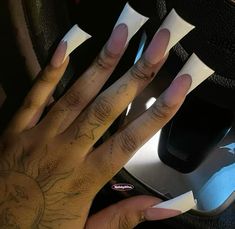 french tip duck nails Duck Shaped Nails, Duck Nail Ideas, French Tip Duck Nails, Press In Nails, Duck Nail Designs, Duck Nail, Flared Nails, Fan Nails