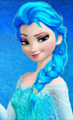 an image of a frozen princess with blue hair