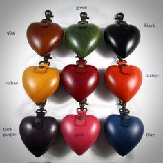 heart shaped leather key fobrings in different colors