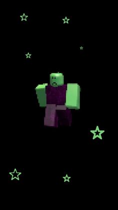 an image of a pixellated character in the dark with stars on it's side