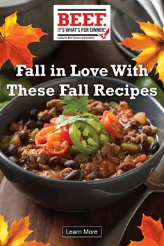 Warm, cozy, delicious. Fall in love with these Fall recipes and more at www.beefitswhatsfordinner.com. Recipes With Chili, Beef And Mushroom Stew, Beef Recipes Easy Dinners, Chili Pot, Tasty Beef Stew, Pot Roasts, Fall Soup Recipes, Cheap Meal Ideas, Simple Family Meals