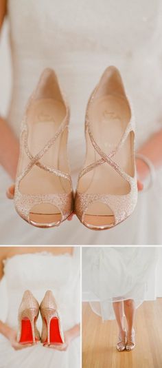 a bride holding her wedding shoes in her hand