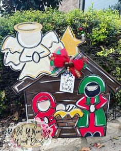 a wooden house with christmas decorations on it