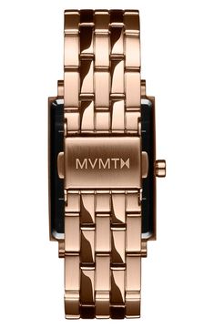 Modern minimalism makes this polished square watch a distinguished accessory for any occasion. 24mm case Deployant clasp closure Quartz movement Mineral crystal face Stainless steel with ionic plate Imported Formal Rectangular Watch With Metal Dial, Modern Rectangular Rose Gold Watch Bands, Modern Square Watch With Metal Dial, Timeless Rectangular Watch Bands With Polished Finish, Elegant Rectangular Stainless Steel Watch, Timeless Rectangular Rose Gold Watch, Timeless Rose Gold Rectangular Watch, Minimalist Rectangular Formal Watch, Rectangular Stainless Steel Watches With Subdials