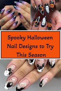 Explore the latest Halloween nail designs for 2024 to get inspired for the spookiest season of the year. From classic orange and black colors to intricate nail art ideas, these trendy Halloween nails are perfect for any festive occasion. Try out some fun and creepy Halloween nail designs to showcase your spooky style this season. Whether you prefer simple yet stylish Halloween nails or more elaborate nail art, there's something for everyone when it comes to Halloween nail ideas. Unusual French Tip Nails, 2024 Halloween Nails, Funky Halloween Nails, Spooky Halloween Nail Designs, Cute Halloween Nail Ideas, Halloween Bat Nails, Leaves Nail Art, Halloween Nails Ideas