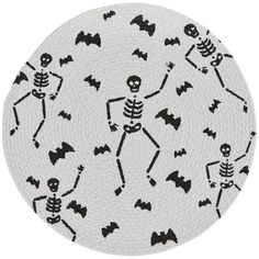 Round Skeleton Placemat - Set/4 - Your Western Decor Bat Skeleton, Halloween Placemats, Round Placemat, Bat Pattern, Halloween Table Decorations, Cast A Spell, Dinner Guests, Park Designs, Spooky Designs