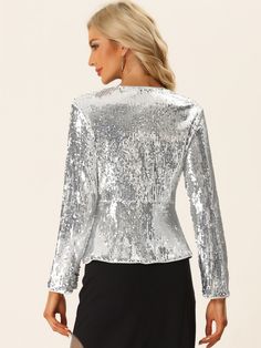 Shop Allegra K for sequin sparkle single button long sleeve party jacket you are looking for, get more women's jackets for yourelf. Order now! Free Returns! Glitter Outerwear For Party Season, Glitter Long Sleeve Outerwear For Party, Glitter Long Sleeve Party Outerwear, Fitted Party Outerwear, Party Season Outerwear With Contrast Sequin, Sequined Party Outerwear For Party Season, Glamorous Fitted Party Outerwear, Party Sequin Outerwear For Party Season, Party Season Sequined Outerwear