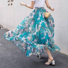 Elegant Elastic Waist Chiffon Floral Beach Boho Skirt







Size 





Waist





Length





Hemlines









inch





cm





inch





cm





cm









M





23.4-36.7





60-94





33.2 





88





700









L





25-38.2





64-98





35.1 





90





740









XL





26.5-39.8





68-102





37.1 





92





780









Note:

1.Please allow 1-3cm measuring deviation due to manual measurement.The unit of size is (cm).(Unit:cm, 1 inch= 2.54 cm, 1 cm= 0.39 inch) Wine Red Skirt, Flower Print Skirt, Floral Print Maxi Skirt, Chic Skirt, Blue Outfits, Chiffon Maxi Skirt, Graduation Outfits, Outfits Dress, Chiffon Floral