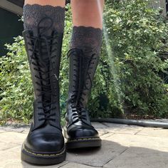 Cottagecore Shoes Boots, Doc Martens Cottagecore, Knee High Doc Martens Outfits, Spooky Women, The Walking Dead Game, Game Aesthetic, Walking Dead Game, Demonia Shoes, Funky Shoes