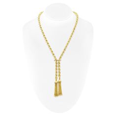 Finely crafted in 14k yellow gold. Rope chain is 36 1/2" long, tassels are 1 1/2" long. Gold Link Necklace, Rope Chain Necklace, Gold Rope Chains, White Gold Set, Rope Necklace, Yellow Gold Chain, Chain Choker, Link Necklace, Rope Chain