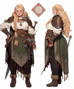 Cool Ren Faire Outfits, Female Druid Cosplay, Dnd Clothes Reference, Viking Character Design Female, D&d Outfits, Nordic Character Design, Adventurers Outfit, Female Dnd Character Art, Dnd Character Outfits