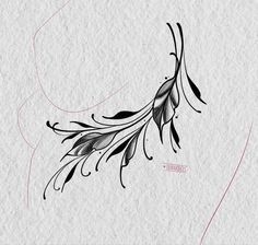 a black and white drawing of a feather on a piece of paper with the word love written