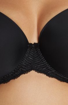 Lustrous retro-inspired embroidery accents a seamless molded-cup underwire bra designed with a leotard back that reduces bulges for a smooth, flawless appearance. Style Name:Wacoal La Femme Molded Underwire Bra. Style Number: 346491. Classic Black Underwire Bra, Wacoal Black Bra, Black No-show Soft-touch Bra, Black Low-cut Seamless Bra, Bra-friendly Black Elastane Swimwear, T Shirt Bra, Underwire Bra, Leotards, Retro Inspired