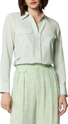 Equipment Signature Slim Fit Silk Button-Up Shirt | Nordstrom Misty Jade, Silk Button Up, Shop Equipment, Women's Blouses, Menswear Inspired, Blouse Online, Cut Shirts, Free Fabric, Women's Tops