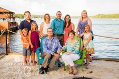 a family poses for a photo on the beach