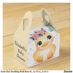 Cute Chic Duckling Pink Rose Gold Baby Shower Favor Box Baby Shower Favor, Favor Boxes, Shower Favors