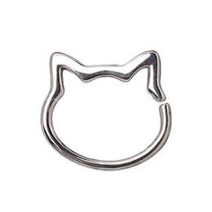 316L Stainless Steel Cat Seamless Ring / Cartilage Earring Punk Stainless Steel Pierced Cartilage Earrings, Forward Helix Jewelry, Adjustable Cat Design Rings, Silver Cat Design Ring, Cat Rings Jewelry, Daith Rings, Ring Cat, Helix Jewelry, Piercing Inspo