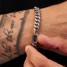 The ultimate display of confidence. The Cuban is a staple of any strong collection. Wear it solo or stack it with another piece of choice—Either way you won’t go unnoticed. ✓ 316L Stainless Steel & Rhodium ✓ Water, Heat, Sweat Resistant✓ Hypoallergenic (No Green Skin) Everyday Silver Cuban Link Bracelet, Silver Tarnish Resistant Cuban Link Bracelet For Everyday, Modern Gunmetal Jewelry With Bracelet Strap, Modern Adjustable Cuban Link Bracelet For Everyday Wear, Modern Adjustable Cuban Link Bracelet For Everyday, Modern Stainless Steel Jewelry For Streetwear, Silver Adjustable Cuban Link Bracelet Minimalist Style, Trendy Silver Bracelet For Streetwear, Silver Adjustable Cuban Link Bracelet For Everyday