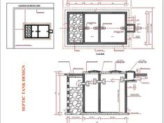 an architectural drawing shows the design and construction details for a building with glass doors on each side