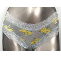 This Listing Is For A Victoria's Secret Panty. It Is Brand New, With The Tag. Please See Details Below: Sheer Mesh W/ Lace Trim Blue With Yellow Flower Cheeky New! Victoria's Secret Sheer Fitted Bottoms, Fitted Sheer Bottoms By Victoria's Secret, Victoria's Secret Floral Print Bottoms For Spring, Victoria's Secret Spring Floral Print Bottoms, Blue Sheers, Purple Shorts, Lace Lingerie Set, Flower Lace, Lace Inset