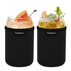 two coolers with drinks in them sitting side by side