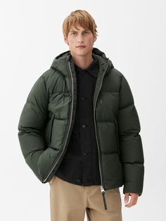 Dark Green Jacket, Beige Jacket, Mens Trendy Outfits, Down Puffer Jacket, Man Child, Green Jacket, Quilted Jacket, Puffer Jacket, Social Media Platforms