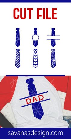 a shirt with ties on it and the words cut file in red white and blue