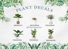 the plant decals are displayed in different sizes and colors, including green plants with white pots