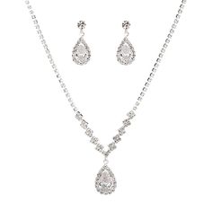 Gender:Women's; Quantity:1 set; Theme:Drop; Style:Elegant,Fashion,Simple; Jewelry Type:Jewelry Set,Bridal Jewelry Sets; Occasion:Engagement,Anniversary,Wedding,Party Evening,Prom; Material:Rhinestone,Alloy; Length of Earrings:2.5; Length of Necklace:45; Design:Briolette; Shipping Weight:0.015; Package Dimensions:20.03.01.0; Net Weight:0.015; Listing Date:04/27/2021; products source:supplier Silver Wedding Jewelry Set, Rhinestone Jewelry Set, Chiffon Cocktail Dress, Silver Wedding Jewelry, Mother Of The Bride Dress, Color Plata, Rhinestone Jewelry, Wedding Jewelry Sets, Bridal Jewelry Sets