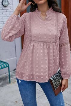 US$ 27.43 - Women Elegant Blouses Office Tunic Shirt V Neck Dot Print Loose Ruffled Top Spring Autumn Long Lantern Sleeve Blusas Feminina - www.streetally.com Casual Swiss Dot Blouse For Spring, Casual Long Sleeve Swiss Dot Blouse, Spring Long Sleeve Swiss Dot Tops, Spring Long Sleeve Blouse With Swiss Dot, Spring Swiss Dot Long Sleeve Tops, Long Sleeve Swiss Dot Tops For Spring, Long Sleeve Swiss Dot Blouse For Spring, Fall V-neck Swiss Dot Blouse, Fall Swiss Dot V-neck Blouse