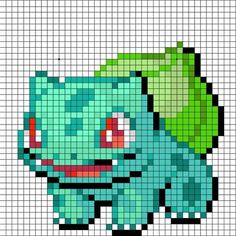 Pixel Bulbasaur Craft, Pokemon Pixel Pattern, Pokemon Perler Bead Patterns, Pixel Quilting