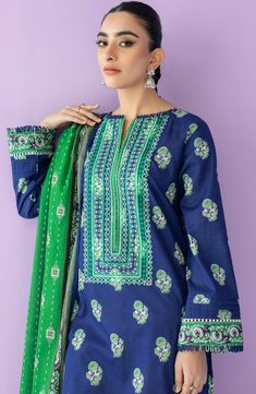 Orient NRDS-23-012 Spring Summer Lawn Vol 1 Original brand suit fabric and photography lite diffrance in actual print. Summer Lawn, Lawn Shirts, Stitch 2, Suit Fabric, Pakistani Outfits, Fashion Consultant, Boat Neckline, Best Wear, Cut Shirts