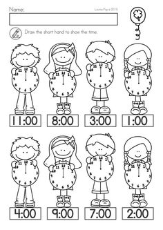 worksheet showing how to count the numbers for each child's time and place value