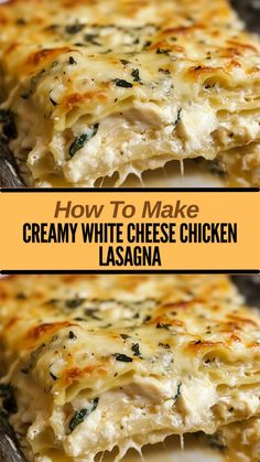 Ingredients: 9 lasagna noodles ½ cup butter 1 onion, chopped... White Cheese Lasagna, Stouffers Chicken Lasagna Recipe, Easy Dinner For Small Family, White Lazy Lasagna, Best Lasagna Recipe With Cottage Cheese, White Sauce Lasagna Recipe, White Chicken Lasagna Recipe, Cheesy Chicken Lasagna, Christmas Chicken Recipes