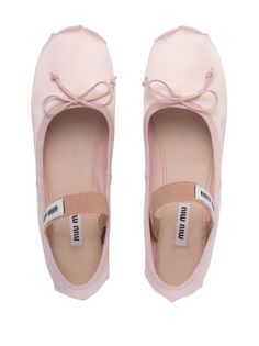 Miu Miu Logo Strap Ballet Flats - Farfetch Luxury Calf Leather Ballet Flats For Spring, Pink Ballet Flats With Bow For Spring, Pink Spring Ballet Flats With Bow, Pink Bow Ballet Flats For Spring, Pink Ballet Flats With Leather Sole, Luxury Slip-on Ballet Flats For Spring, Pink Leather Ballet Flats With Round Toe, Elegant Pink Flats With Rubber Sole, Pink Feminine Ballet Flats With Flat Heel