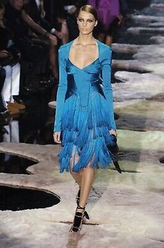 NWT Tom Ford for Gucci F/W 2004 Runway Caribbean Blue Fringe Dress Italian 38  | eBay Gucci Knee-length Cocktail Dress, Gucci Long Sleeve Silk Dress, Gucci Silk Long Sleeve Dress, Luxury Gucci Knee-length Dresses, Gucci Knee-length Dress For Spring, Gucci Fitted Dress For Spring, Designer Gucci Cocktail Dress, Gucci Long Sleeve Evening Dress, Gucci Designer Party Dress