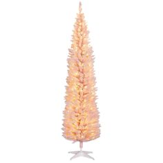 a white christmas tree with lights on it