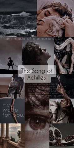 the song of achills collage with images of people and animals in them